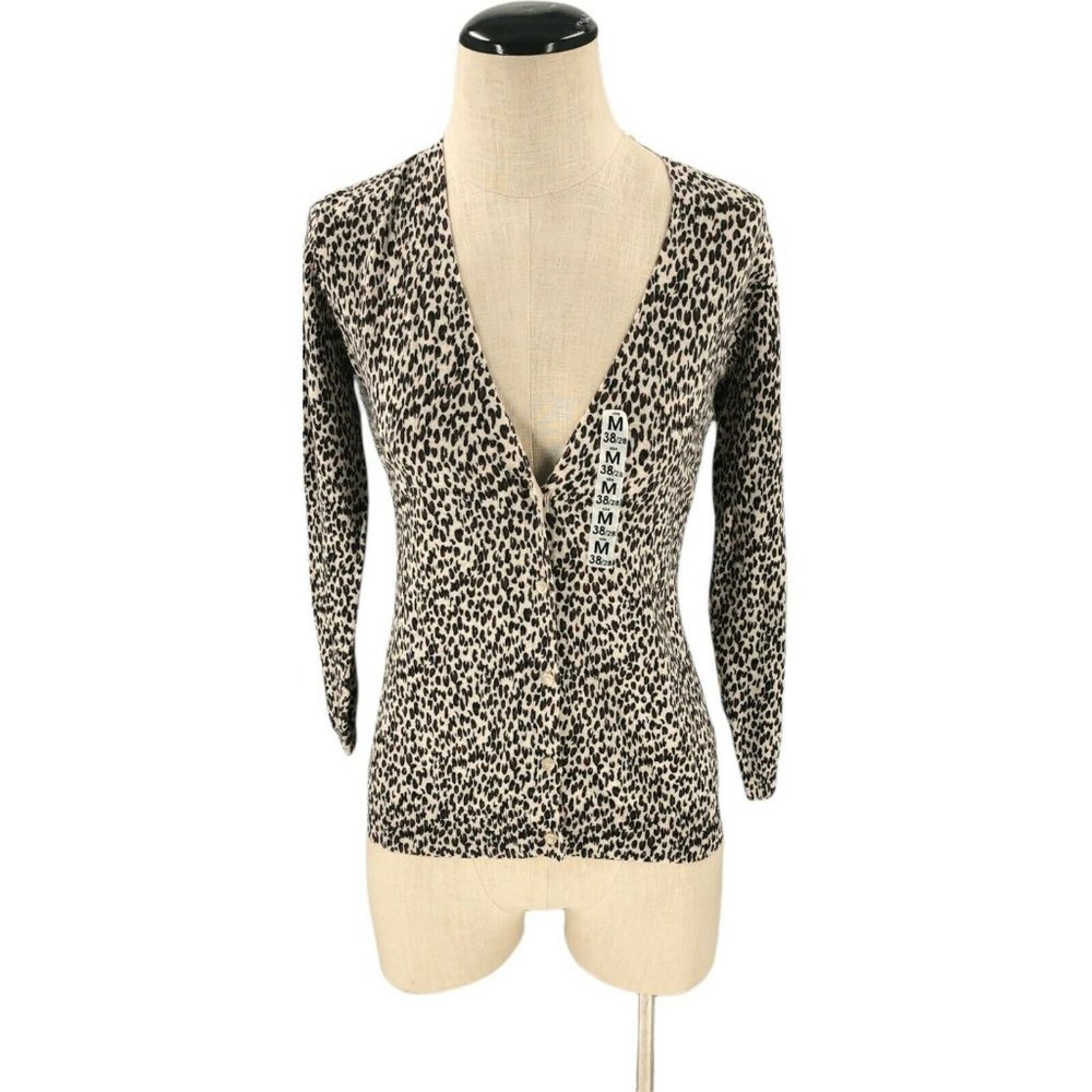 NEW Zara Womens Sweater Medium Animal Print Cardigan Button V-neck Long Sleeve